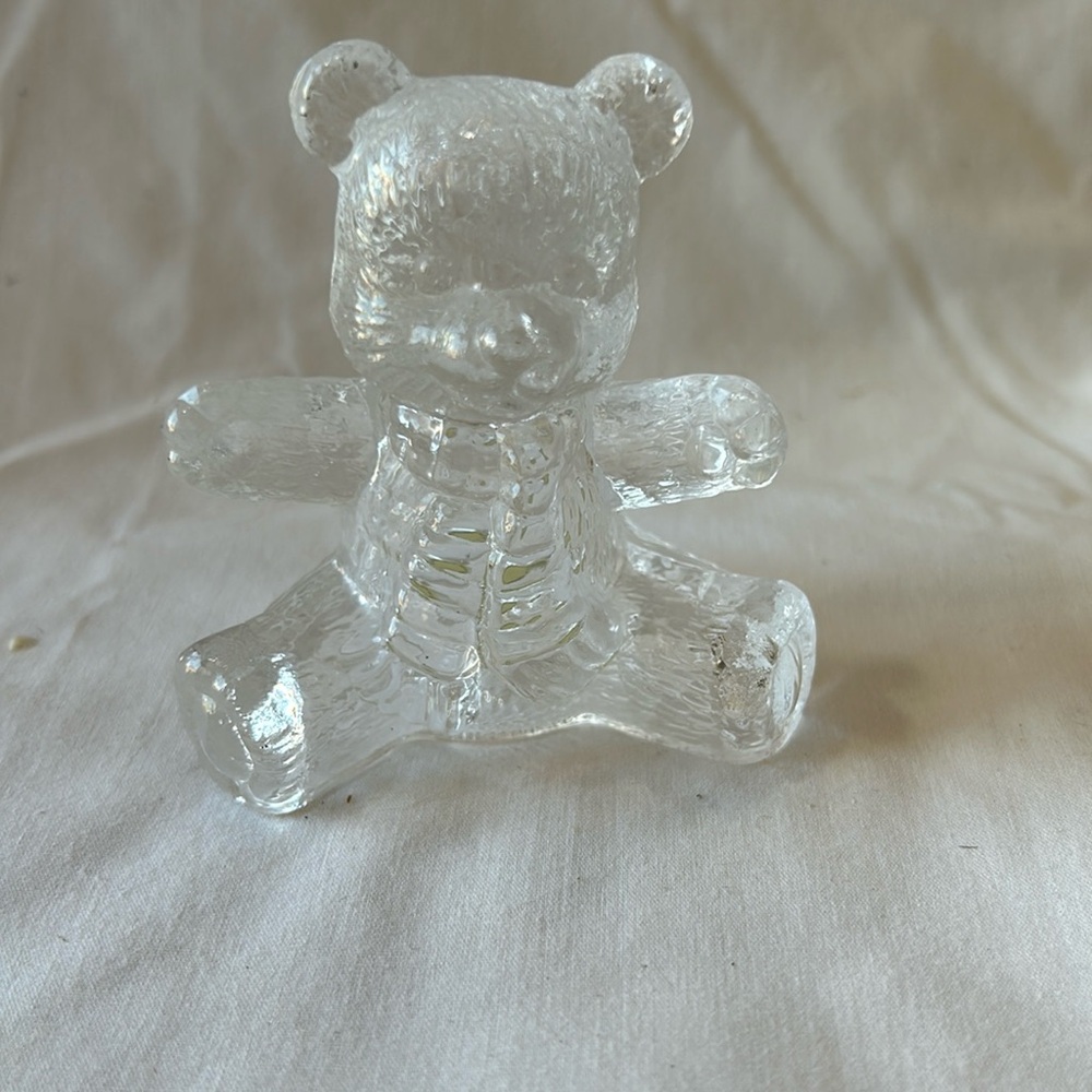 Vintage 24% Pbo Leaded Crystal Glass Teddy Bear Figurine